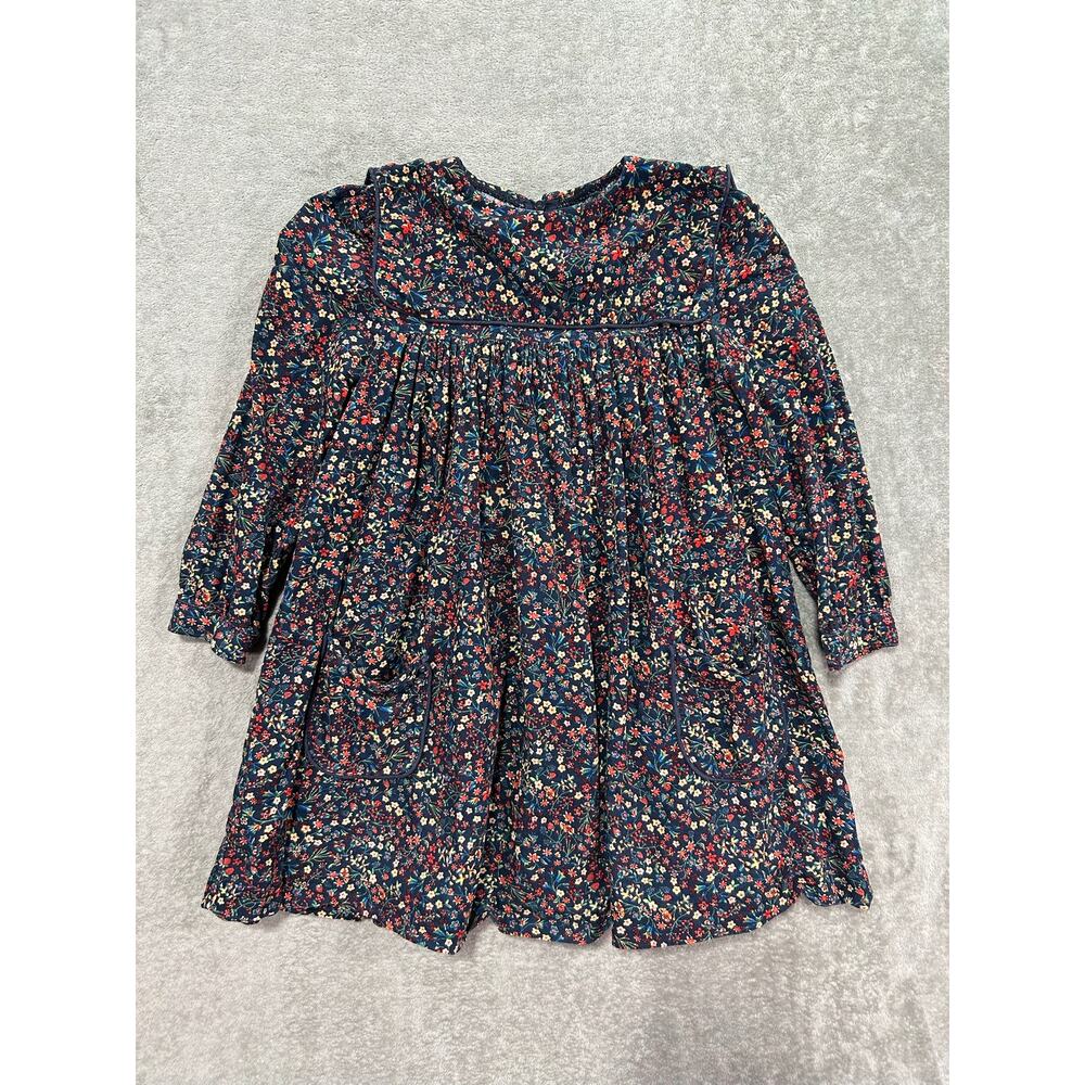 Analogie by Lil Legs Luxe Navy‎ Floral Corduroy Dress Girls Size 6 Sailor Collar